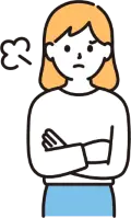 PMSでイライラしている女性のイラスト